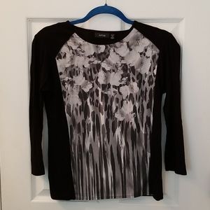 2/$11 🎉Apt 9 black floral mixed media top! Sz small